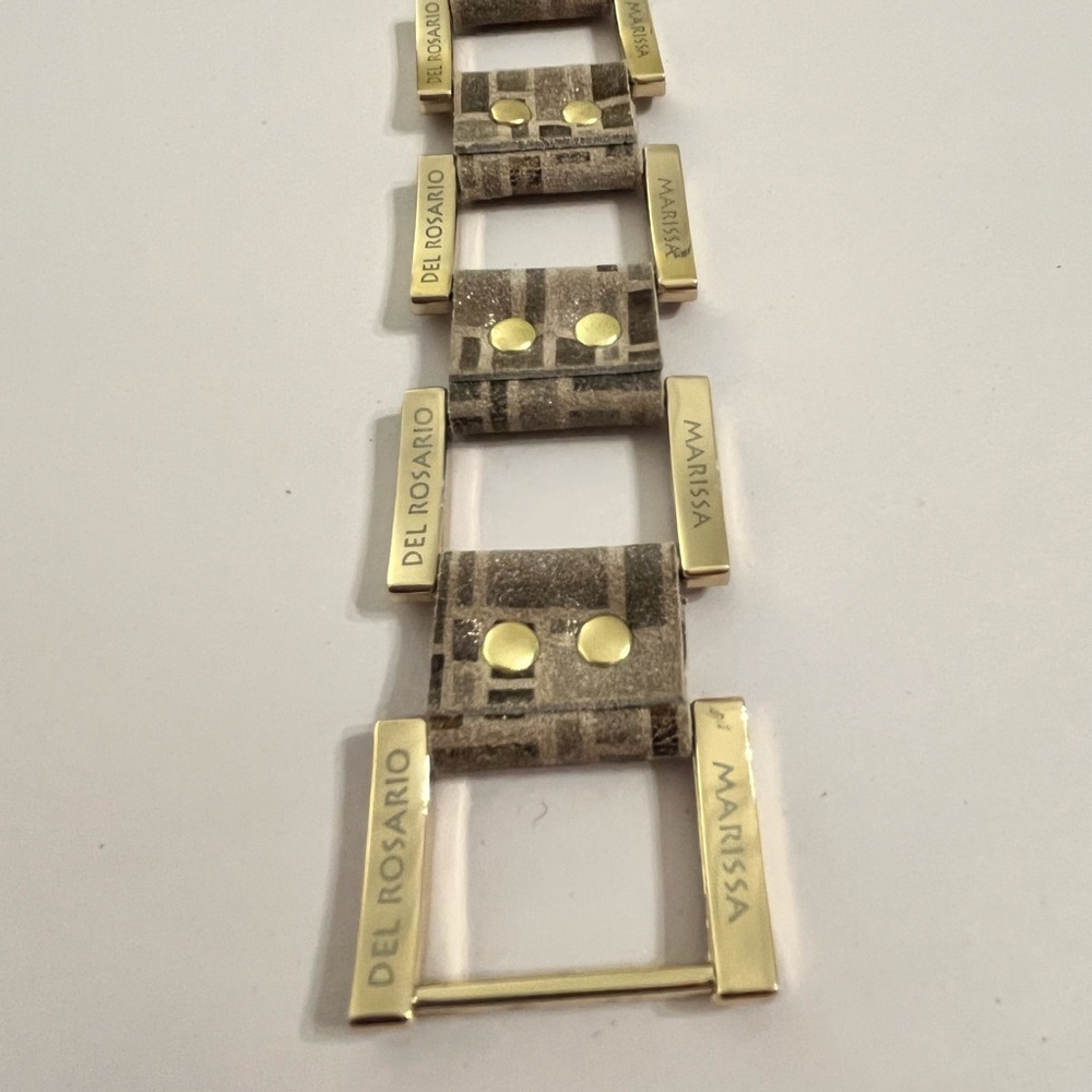 Marissa Del Rosario Gold-Tone & Taupe Leather Link Bracelet